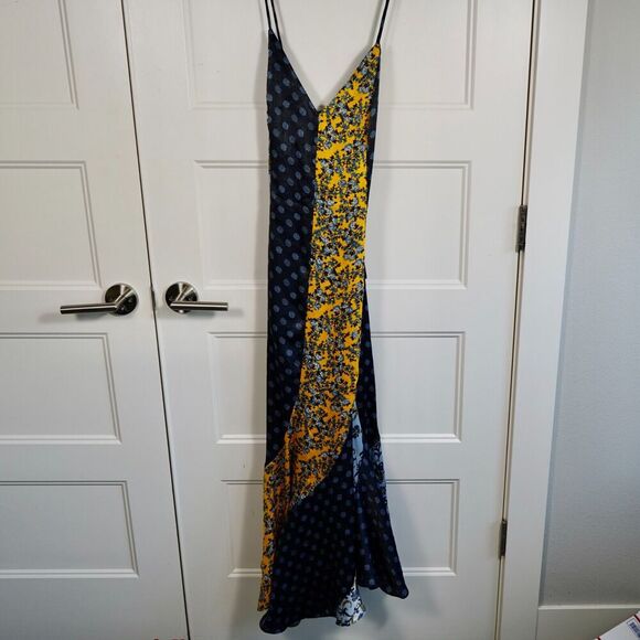 Topshop Godet Mixed Print Midi Bohemian Slip Floral Strappy Dress Size 6 - Picture 3 of 9